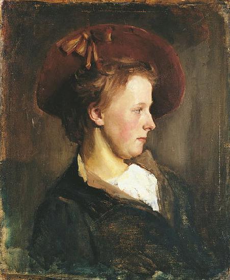 Paul Raud A Lady in a Red Hat oil painting image